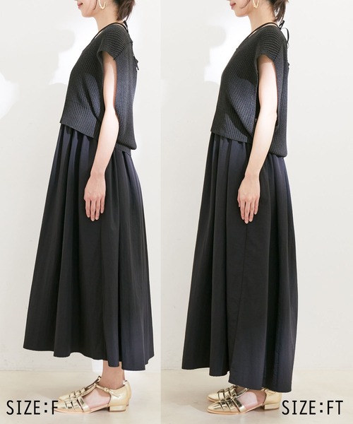 VIS(ビス)の「【選べる着丈・マルチWAY】ニットベスト付きワンピース【洗える】(ワンピース・レディース・ブラック/ベージュ系その他・FREE/FT)」の10枚目の写真