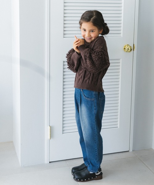 pairmanon(ペアマノン)の「【ママとおそろい】ケーブル編み ループ編み 袖ボリューム ニット(ニット/セーター・キッズ・ブラウン/ライトベージュ/ピンク・L/S/M/XS)」の5枚目の写真