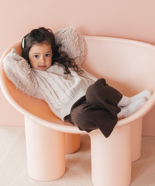 pairmanon(ペアマノン)の「【ママとおそろい】ケーブル編み ループ編み 袖ボリューム ニット(ニット/セーター・キッズ・ブラウン/ライトベージュ/ピンク・L/S/M/XS)」の10枚目の写真