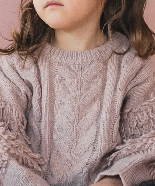 pairmanon(ペアマノン)の「【ママとおそろい】ケーブル編み ループ編み 袖ボリューム ニット(ニット/セーター・キッズ・ブラウン/ライトベージュ/ピンク・L/S/M/XS)」の8枚目の写真