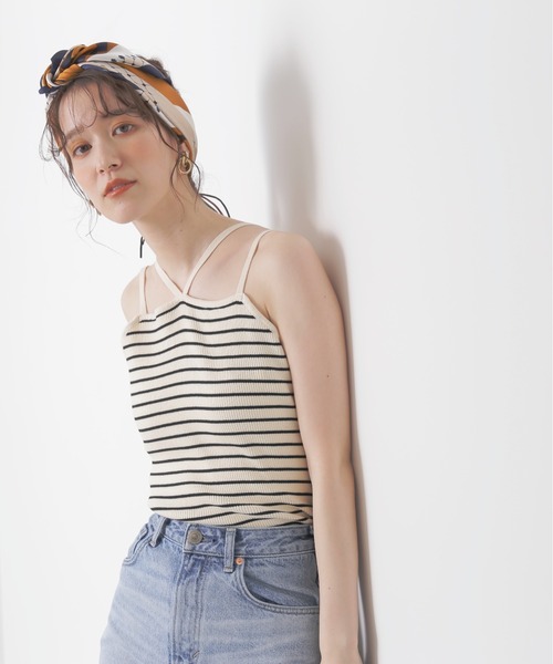 N.（N. Natural Beauty Basic）（エヌエヌナチュラルビューティーベーシック）の「◆ショートカーデ×ホルターインナーアンサンブル（ニット/セーター・レディース・ホワイト×ブラック/ブラック/オレンジ・MEDIUM）」の11枚目の写真