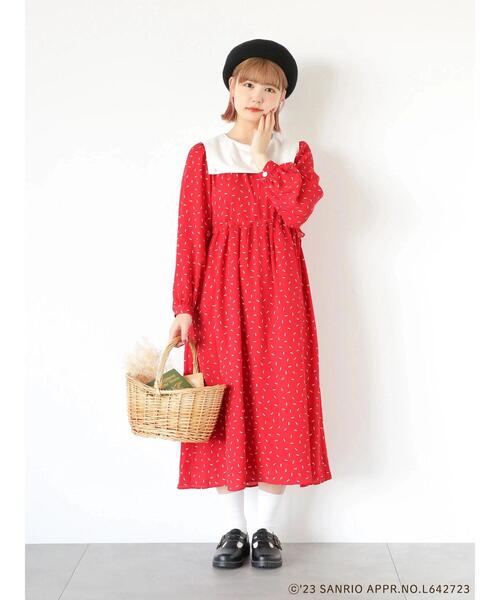 ehka sopo（エヘカソポ）の「【サンリオ】ﾏﾛﾝｸﾘｰﾑ／幾何柄ﾜﾝﾋﾟｰｽ（ワンピース・レディース・レッド/ブラック・F）」の3枚目の写真