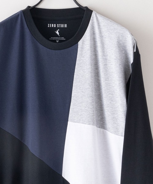 LB/S (エルビーエス)の「【ZEROSTAIN/ゼロステイン】汗染みの目立たないTシャツ 切り替え ロンT 撥水 防汚 UVカット 紫外線対策(Tシャツ/カットソー・メンズ・ホワイト系その他/ブルーグレー/ホワイト/その他/ブラック/ブラック系その他/その他1/グリーン・MEDIUM/LARGE/X-LARGE)」の4枚目の写真