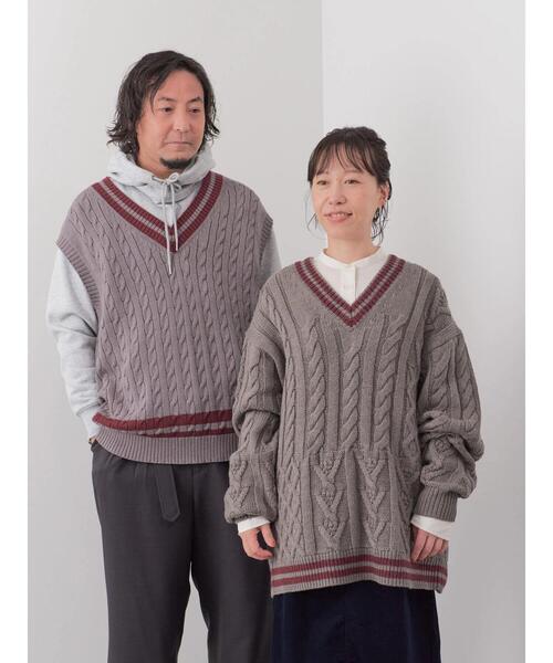 CRAFT STANDARD BOUTIQUE（クラフトスタンダードブティック）の「【男女兼用】チルデンニットベスト（ベスト・レディース・杢グレー/モカ/ダークネイビー/アイボリー・M/XL/L）」の11枚目の写真