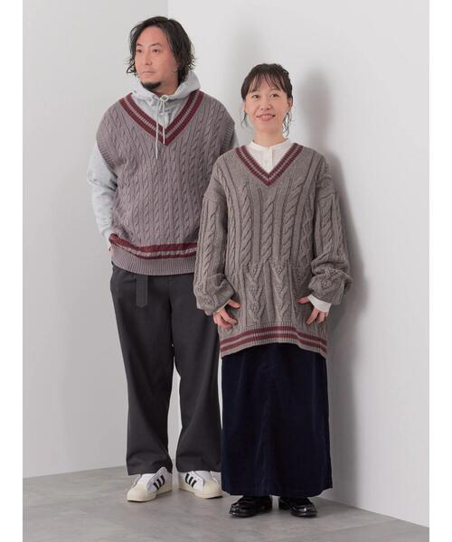 CRAFT STANDARD BOUTIQUE（クラフトスタンダードブティック）の「【男女兼用】チルデンニットベスト（ベスト・レディース・杢グレー/モカ/ダークネイビー/アイボリー・M/XL/L）」の12枚目の写真