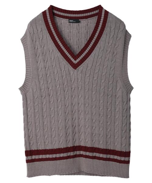 CRAFT STANDARD BOUTIQUE（クラフトスタンダードブティック）の「【男女兼用】チルデンニットベスト（ベスト・レディース・杢グレー/モカ/ダークネイビー/アイボリー・M/XL/L）」の14枚目の写真