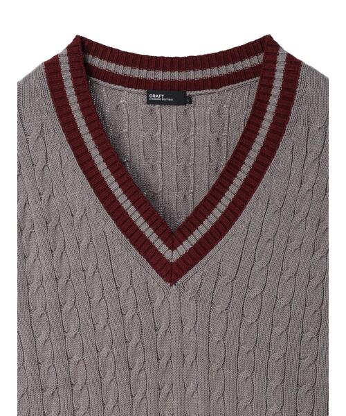 CRAFT STANDARD BOUTIQUE（クラフトスタンダードブティック）の「【男女兼用】チルデンニットベスト（ベスト・レディース・杢グレー/モカ/ダークネイビー/アイボリー・M/XL/L）」の16枚目の写真