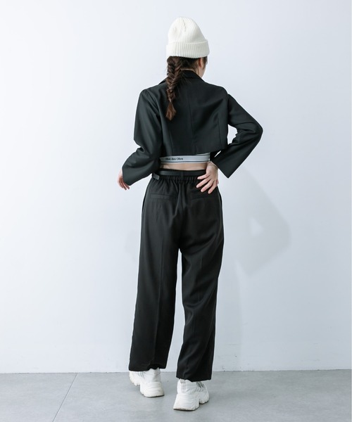 OLIVE des OLIVE（オリーブデオリーブ）の「合皮ベルト付きスラックスパンツ 1032020090（スラックス・レディース・ブラック/チャコールグレー・FREE）」の5枚目の写真