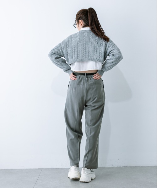 OLIVE des OLIVE（オリーブデオリーブ）の「合皮ベルト付きスラックスパンツ 1032020090（スラックス・レディース・ブラック/チャコールグレー・FREE）」の12枚目の写真