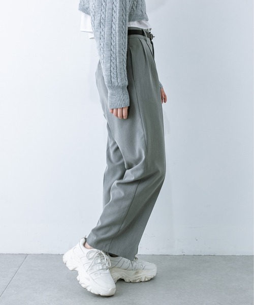 OLIVE des OLIVE（オリーブデオリーブ）の「合皮ベルト付きスラックスパンツ 1032020090（スラックス・レディース・ブラック/チャコールグレー・FREE）」の14枚目の写真