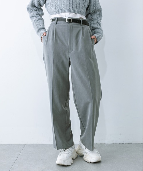 OLIVE des OLIVE（オリーブデオリーブ）の「合皮ベルト付きスラックスパンツ 1032020090（スラックス・レディース・ブラック/チャコールグレー・FREE）」の13枚目の写真