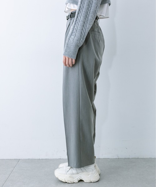 OLIVE des OLIVE（オリーブデオリーブ）の「合皮ベルト付きスラックスパンツ 1032020090（スラックス・レディース・ブラック/チャコールグレー・FREE）」の17枚目の写真