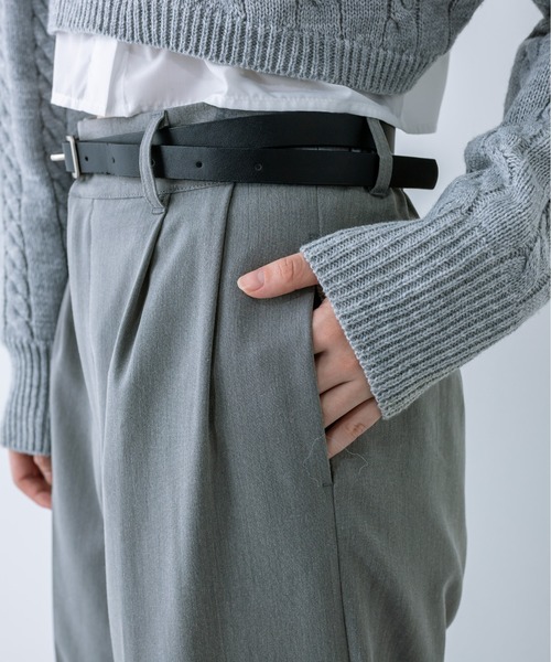 OLIVE des OLIVE（オリーブデオリーブ）の「合皮ベルト付きスラックスパンツ 1032020090（スラックス・レディース・ブラック/チャコールグレー・FREE）」の21枚目の写真