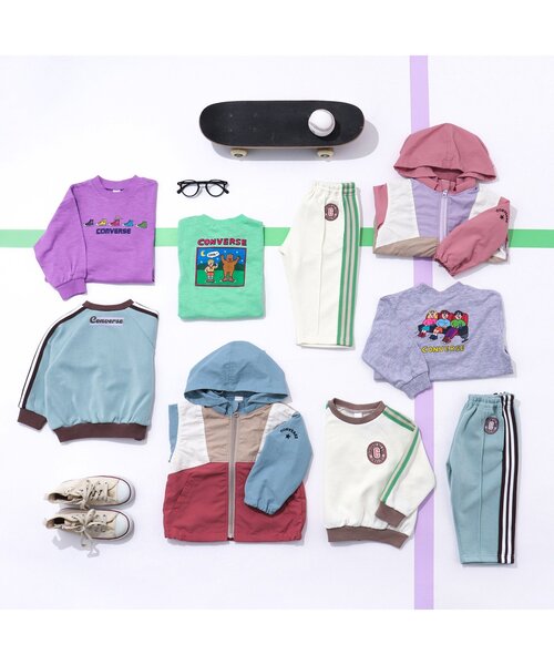 CONVERSE(コンバース)の「CONVERSE バイカラーウィンドブレーカー(ナイロンジャケット・キッズ・ローズ/サックスブルー・130/140/100/90/120/110/80)」の9枚目の写真