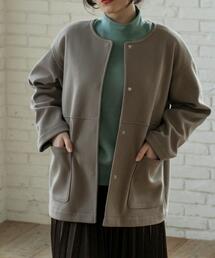 coen | ライトエアーメルトンミドルノーカラーコート(ノーカラーコート)