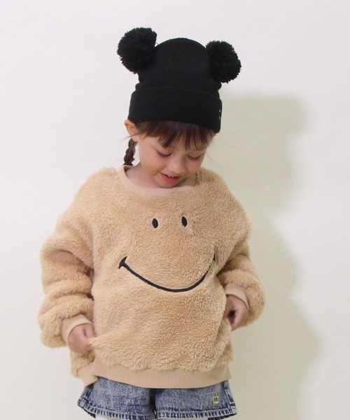 BABYDOLL（ベビードール）の「通販限定 ふんわりボア スマイリー トレーナー 8672K（スウェット・キッズ・ブラック/ナチュラル/オフホワイト・80ｃｍ/90cm/100cm/110cm/120cm/130cm）」の3枚目の写真