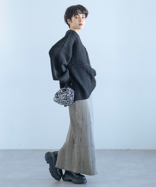 PAGEBOY（ページボーイ）の「バイカラーリブナロースカート（スカート・レディース・ブラック/ターコイズブルー/モカ・FREE）」の12枚目の写真