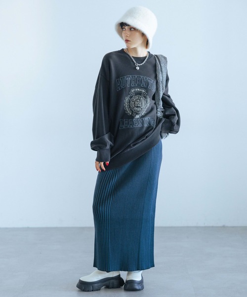 PAGEBOY（ページボーイ）の「バイカラーリブナロースカート（スカート・レディース・ブラック/ターコイズブルー/モカ・FREE）」の19枚目の写真