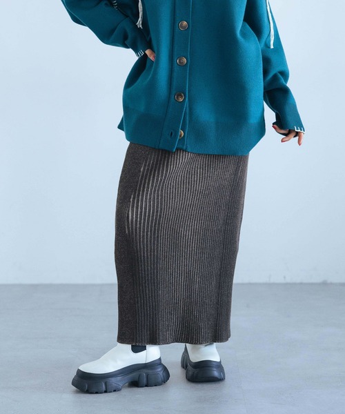 PAGEBOY（ページボーイ）の「バイカラーリブナロースカート（スカート・レディース・ブラック/ターコイズブルー/モカ・FREE）」の11枚目の写真