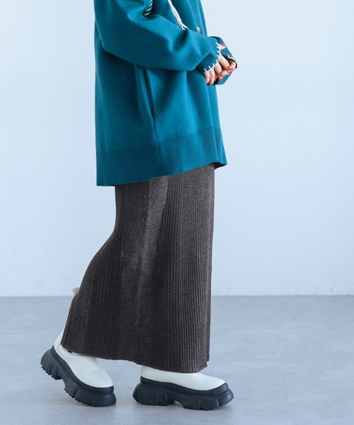 PAGEBOY（ページボーイ）の「バイカラーリブナロースカート（スカート・レディース・ブラック/ターコイズブルー/モカ・FREE）」の7枚目の写真