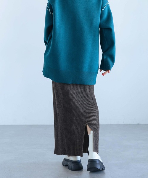PAGEBOY（ページボーイ）の「バイカラーリブナロースカート（スカート・レディース・ブラック/ターコイズブルー/モカ・FREE）」の15枚目の写真