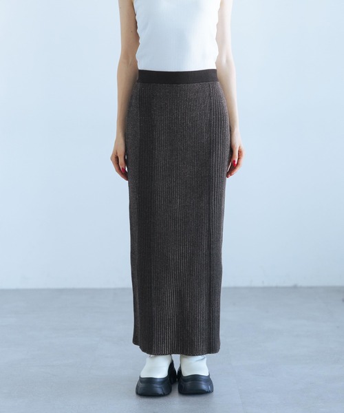 PAGEBOY（ページボーイ）の「バイカラーリブナロースカート（スカート・レディース・ブラック/ターコイズブルー/モカ・FREE）」の13枚目の写真