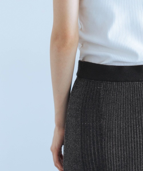 PAGEBOY（ページボーイ）の「バイカラーリブナロースカート（スカート・レディース・ブラック/ターコイズブルー/モカ・FREE）」の6枚目の写真