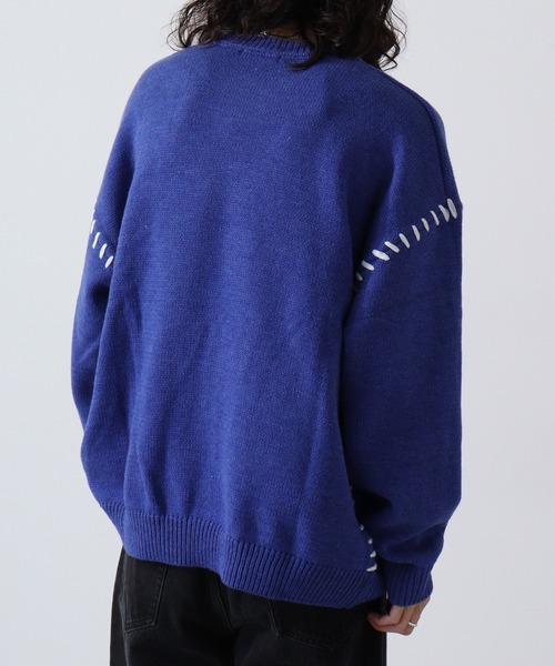 Who not how　　　ハンドステッチ　薄手　ニット　ウール　ブラック Bling Leads（ブリングリーズ）の「A/T5GGﾊﾝﾄﾞｽﾃｯﾁC/Nﾆｯﾄ（ニット