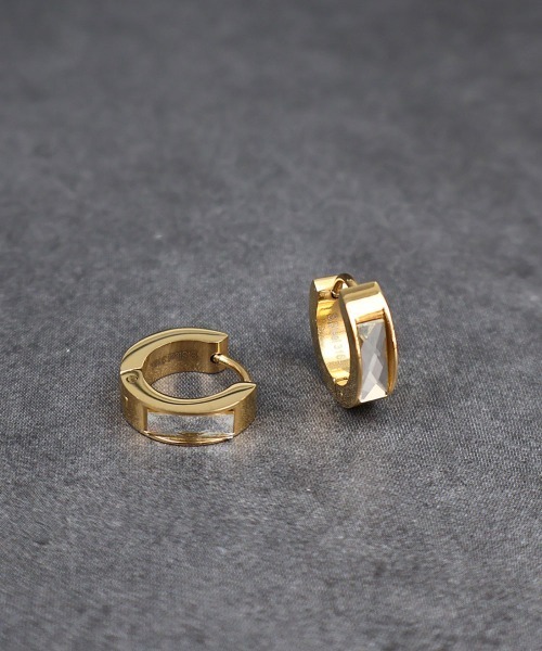 セール】カッティングビジュー フープピアス / サージカルステンレス