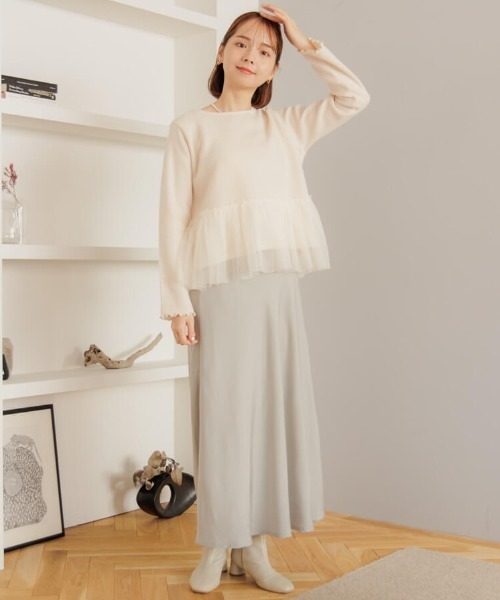 flower（フラワー）の「サテンマーメイドスカート（スカート・レディース・グリーン/アイボリー・FREE）」の20枚目の写真