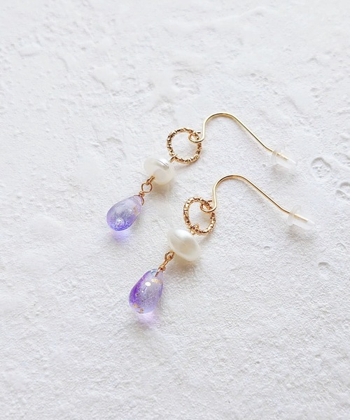 tone（トーン）の「【Cherie+Chambre】Baroque Pearl×Drop Beads Pierce（ピアス（両耳用）・レディース・ピンク/グリーン/パープル・FREE）」の9枚目の写真