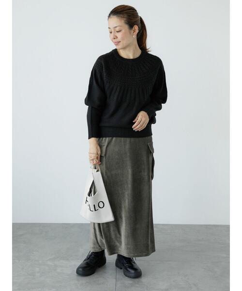 Lugnoncure（ルノンキュール）の「求心地柄編みニット（ニット/セーター・レディース・ブラック/オフホワイト/ピンク/ブルー・F）」の18枚目の写真