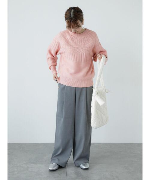 Lugnoncure（ルノンキュール）の「求心地柄編みニット（ニット/セーター・レディース・ブラック/オフホワイト/ピンク/ブルー・F）」の15枚目の写真