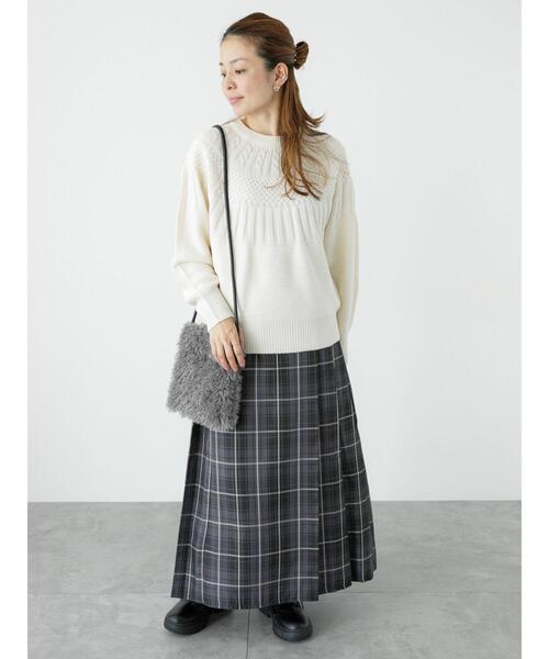 Lugnoncure（ルノンキュール）の「求心地柄編みニット（ニット/セーター・レディース・ブラック/オフホワイト/ピンク/ブルー・F）」の21枚目の写真