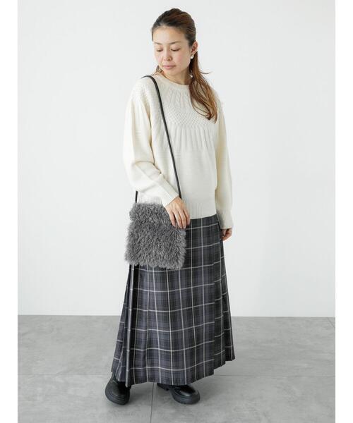 Lugnoncure（ルノンキュール）の「求心地柄編みニット（ニット/セーター・レディース・ブラック/オフホワイト/ピンク/ブルー・F）」の5枚目の写真