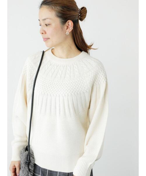 Lugnoncure（ルノンキュール）の「求心地柄編みニット（ニット/セーター・レディース・ブラック/オフホワイト/ピンク/ブルー・F）」の13枚目の写真