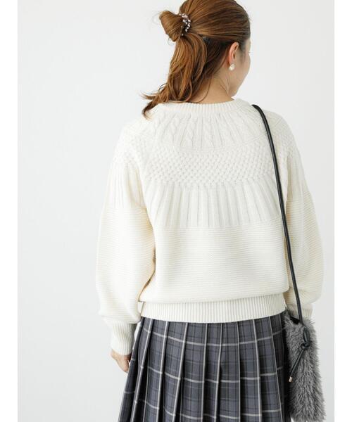 Lugnoncure（ルノンキュール）の「求心地柄編みニット（ニット/セーター・レディース・ブラック/オフホワイト/ピンク/ブルー・F）」の9枚目の写真