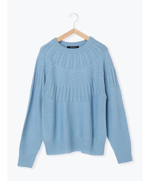 Lugnoncure（ルノンキュール）の「求心地柄編みニット（ニット/セーター・レディース・ブラック/オフホワイト/ピンク/ブルー・F）」の6枚目の写真