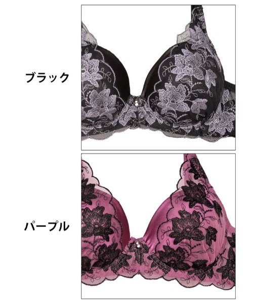 ディープゴシックローズブラD65ブラック×グリーン TバックMサイズ DRW（ドロー）の「ダークローズサテン ブラジャー & Tバック