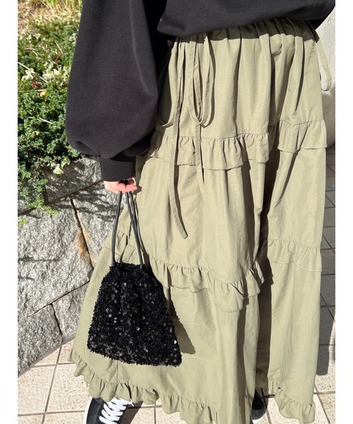 WC（ダブル シー）の「2WAY ナイロンティアードロングスカート《WEB