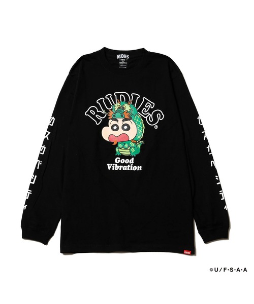 RUDIE'S（ルーディーズ）の「RUDIE'SxCRAYON SHINCHAN DRAGON LSTEE/ルーディーズ クレヨンしんちゃん ドラゴン ロングスリーブ Tシャツ（Tシャツ/カットソー・メンズ・ブルー系その他/ブラック・XXL/L/M/XL）」の3枚目の写真