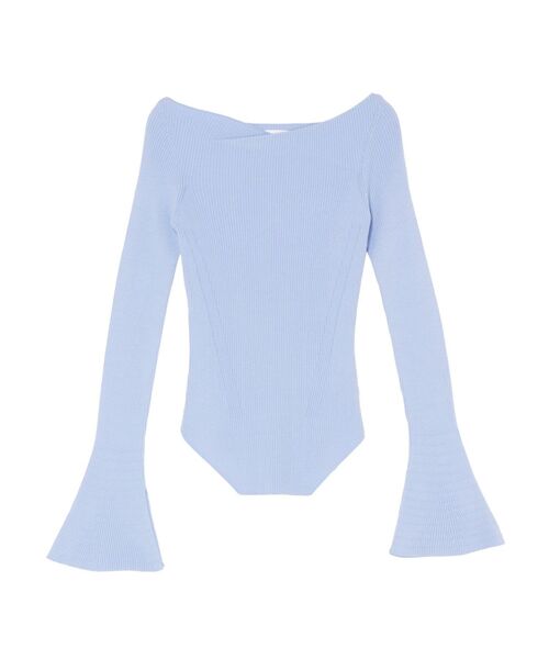 LAGUNAMOON(ラグナムーン)の「アシンメトリードレープフレアスリーブニット(ニット/セーター・レディース・ブラック/ブルー/ライトグリーン/アイボリー・FREE)」の4枚目の写真