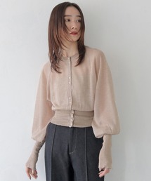 CLEIO | 【CLEIO】ラメシアーニットパフスリーブカーディガン/SHEER KNIT PUFF SLEEVE CARDIGAN/986-11634(カーディガン/ボレロ)