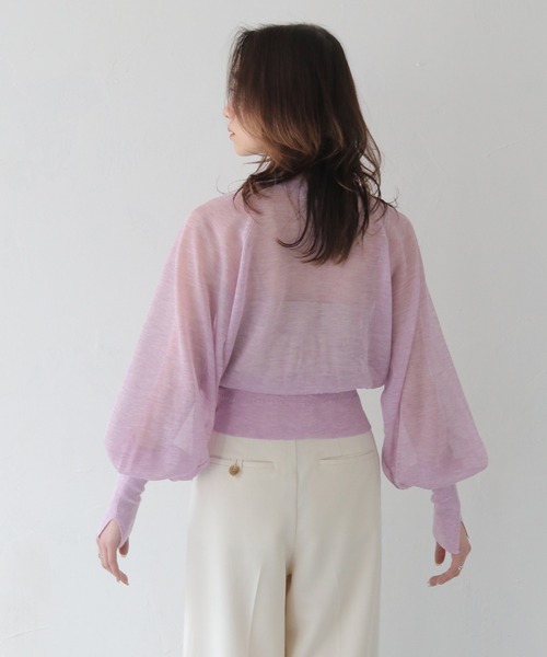 CLEIO（クレイオ）の「【CLEIO】ラメシアーニットパフスリーブカーディガン/SHEER KNIT PUFF SLEEVE CARDIGAN/986-11634（カーディガン/ボレロ・レディース・サックスブルー/ベージュ/ラベンダー・FREE）」の22枚目の写真