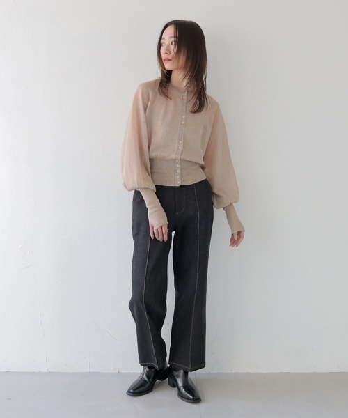 CLEIO（クレイオ）の「【CLEIO】ラメシアーニットパフスリーブカーディガン/SHEER KNIT PUFF SLEEVE CARDIGAN/986-11634（カーディガン/ボレロ・レディース・サックスブルー/ベージュ/ラベンダー・FREE）」の5枚目の写真