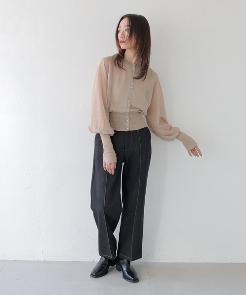CLEIO（クレイオ）の「【CLEIO】ラメシアーニットパフスリーブカーディガン/SHEER KNIT PUFF SLEEVE CARDIGAN/986-11634（カーディガン/ボレロ・レディース・サックスブルー/ベージュ/ラベンダー・FREE）」の7枚目の写真