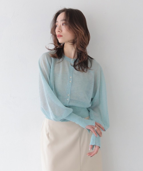 CLEIO（クレイオ）の「【CLEIO】ラメシアーニットパフスリーブカーディガン/SHEER KNIT PUFF SLEEVE CARDIGAN/986-11634（カーディガン/ボレロ・レディース・サックスブルー/ベージュ/ラベンダー・FREE）」の10枚目の写真