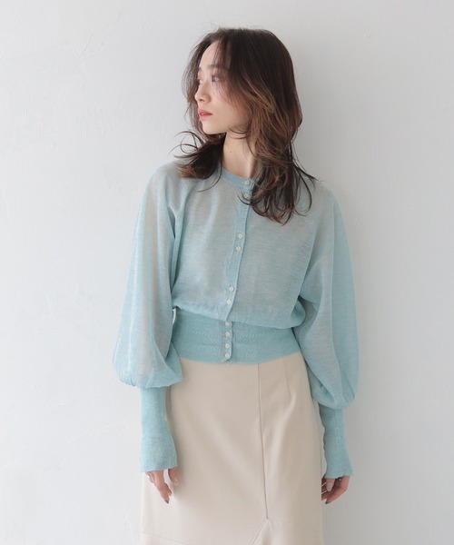 CLEIO（クレイオ）の「【CLEIO】ラメシアーニットパフスリーブカーディガン/SHEER KNIT PUFF SLEEVE CARDIGAN/986-11634（カーディガン/ボレロ・レディース・サックスブルー/ベージュ/ラベンダー・FREE）」の12枚目の写真