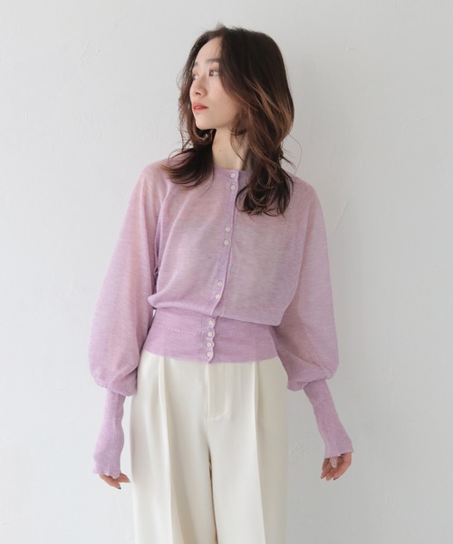 CLEIO（クレイオ）の「【CLEIO】ラメシアーニットパフスリーブカーディガン/SHEER KNIT PUFF SLEEVE CARDIGAN/986-11634（カーディガン/ボレロ・レディース・サックスブルー/ベージュ/ラベンダー・FREE）」の18枚目の写真