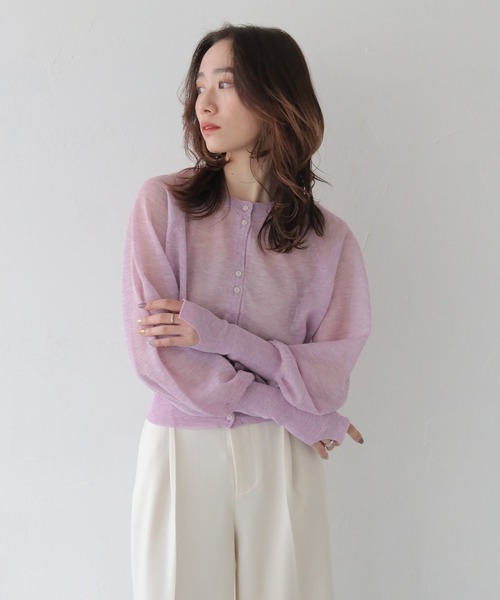 CLEIO（クレイオ）の「【CLEIO】ラメシアーニットパフスリーブカーディガン/SHEER KNIT PUFF SLEEVE CARDIGAN/986-11634（カーディガン/ボレロ・レディース・サックスブルー/ベージュ/ラベンダー・FREE）」の19枚目の写真